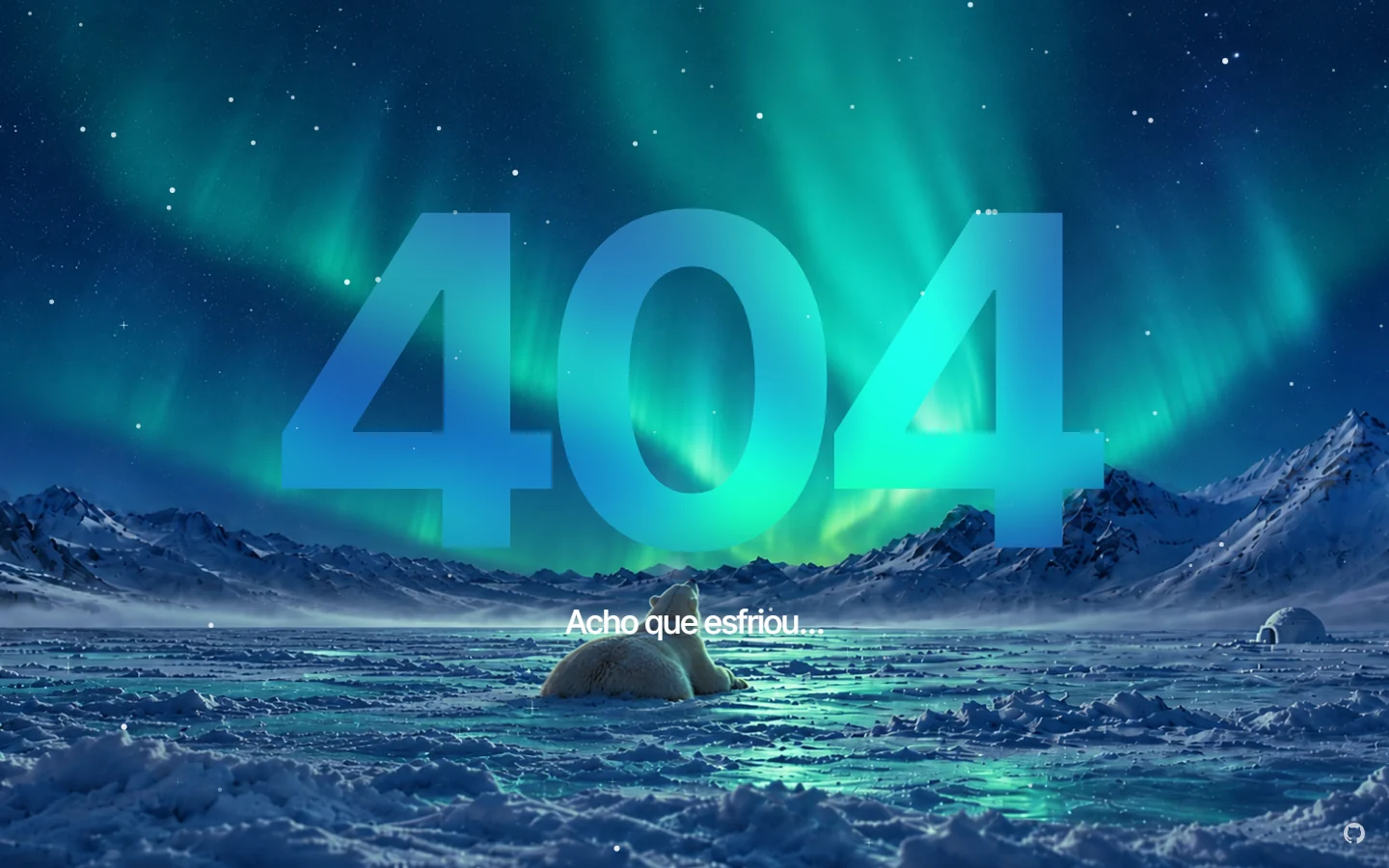A cena da noite, com aurora boreal.